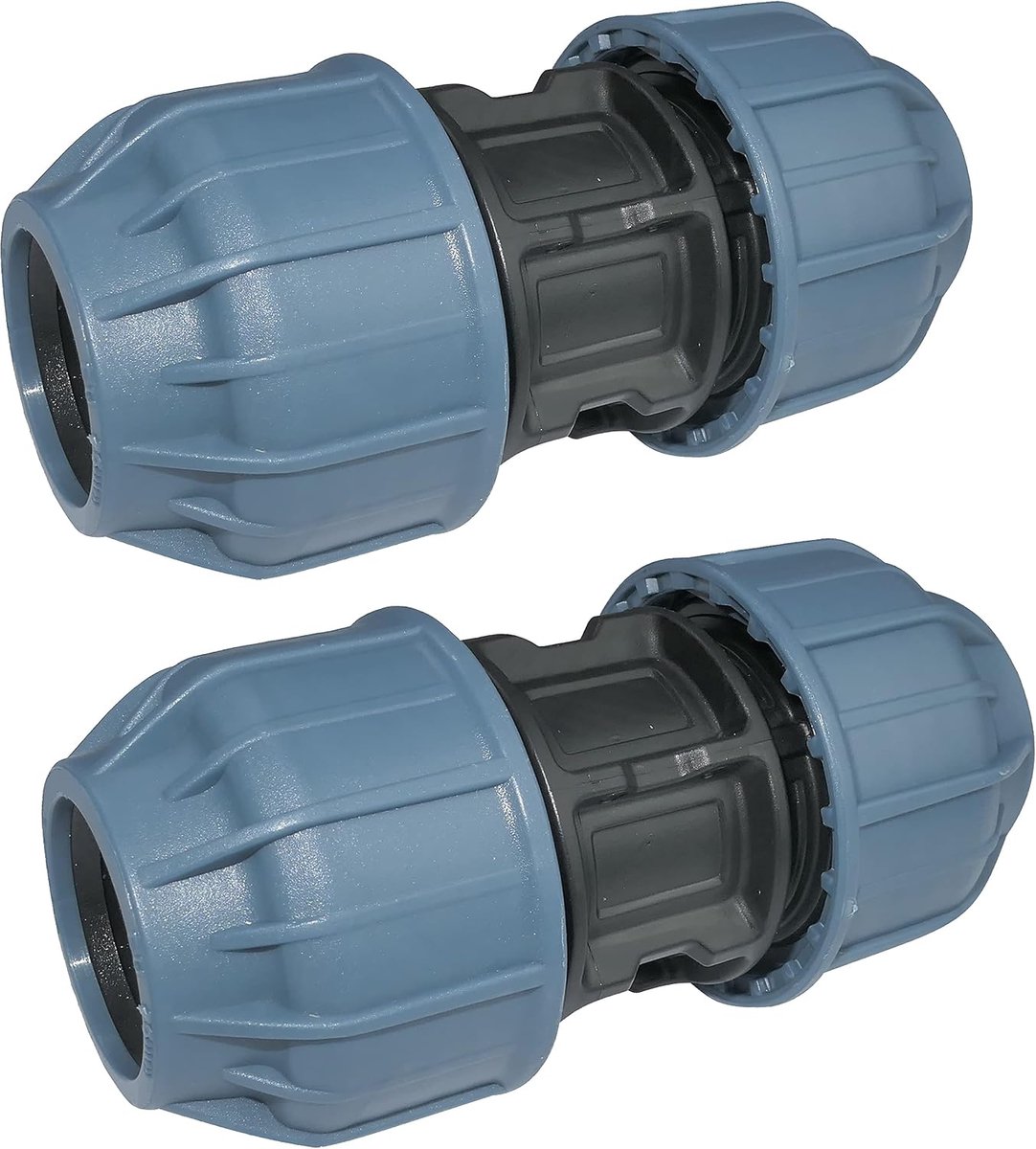 - C51160 - Set van 2 compressiereparatiemoffen/fittingen Ø25mm 10 staven voor waterleiding - tuin-/irrigatiepijpverbinder/reparateur - in polypropyleen