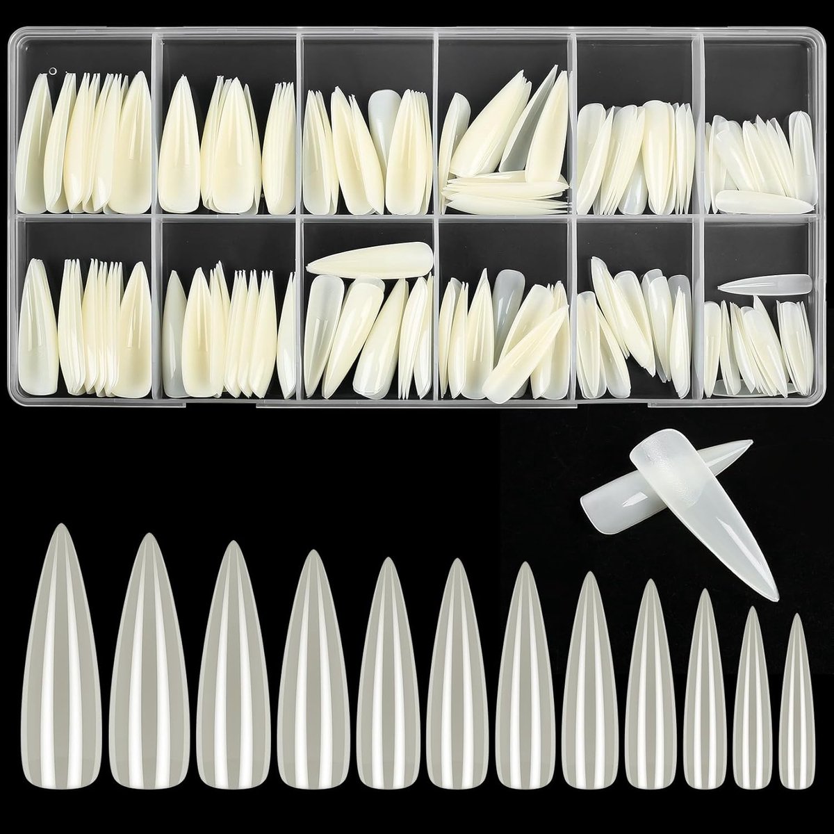 240 stuk kunstnagels, tips voor gel-nagels, coffin nagels, valse nageltips, waterdruppel-nageltips, extra lange kunstnagels