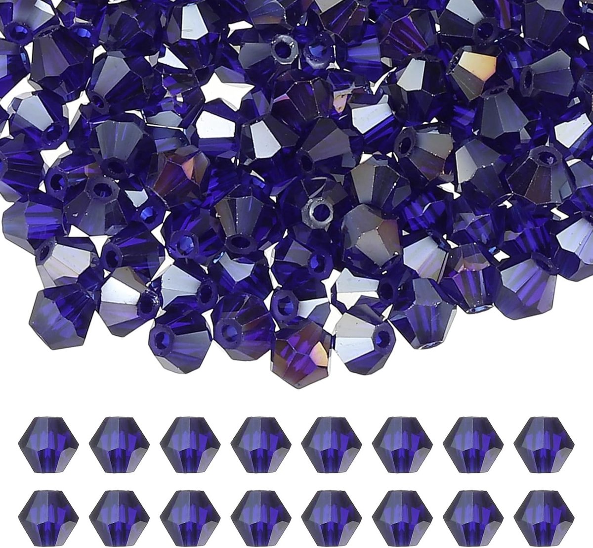 Kralen, 400 stuks glazen facetgeslepen bicone kralen, losse afstandskralen voor het maken van sieraden, armband, ketting, oorbellen, windgong ambacht, donkerblauw