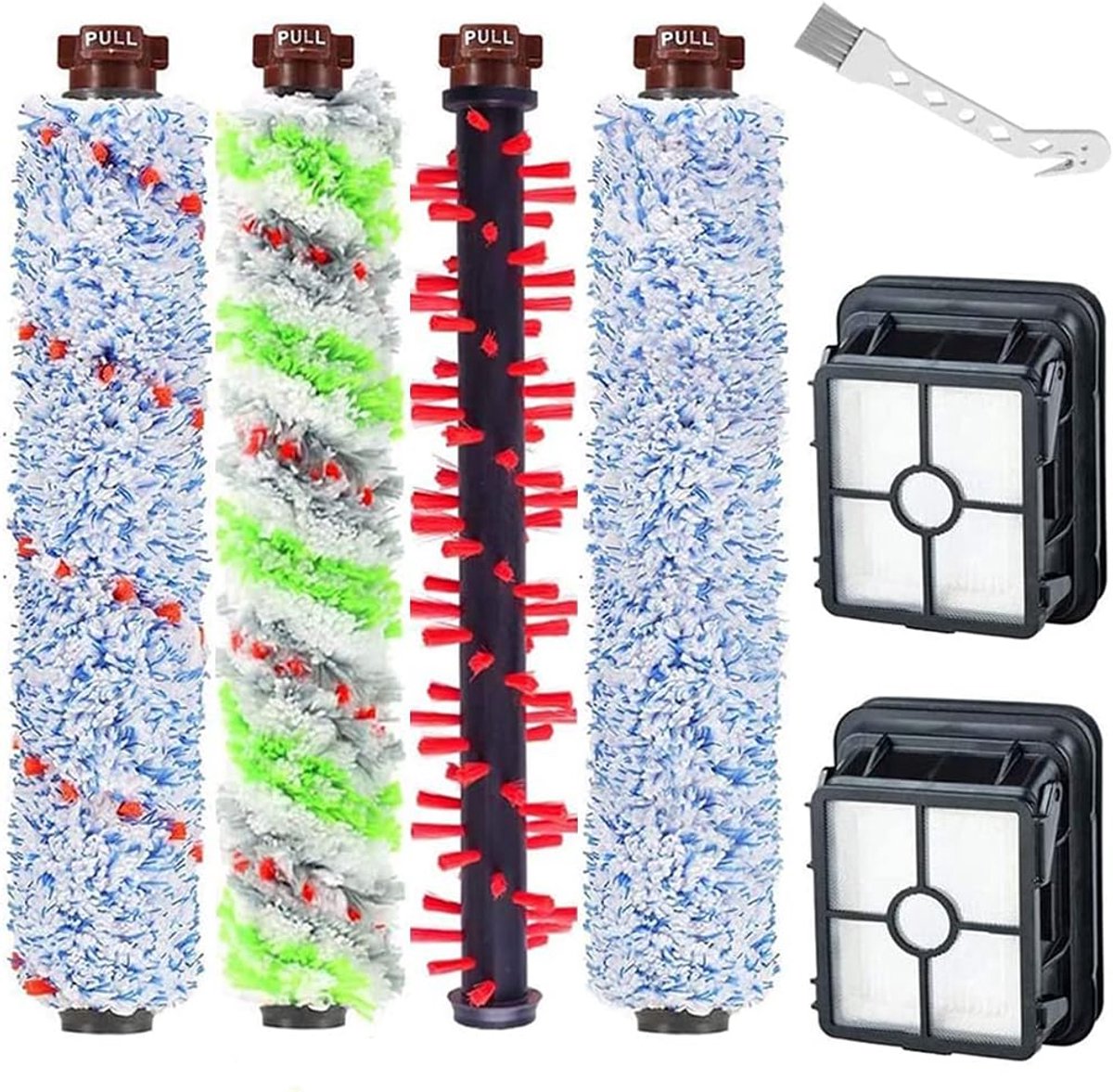 YTALAND 2306A, 1785A Vervangende borstelroller & filterset, compatibel met Bissell Crosswave 2306 2551 1785-serie natte droge stofzuiger (1 set 1868 +2306 +1926 + 1934 borstelrol & 2-pack filter)
