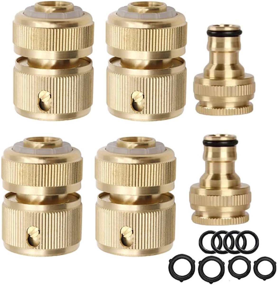 slangaansluiting, 6 stuks, tuinslang, snelkoppeling, tuinslangaccessoires, slangverbinder, messing, snelkoppelingen voor gieten, wassen van auto's enz. (messing 3)