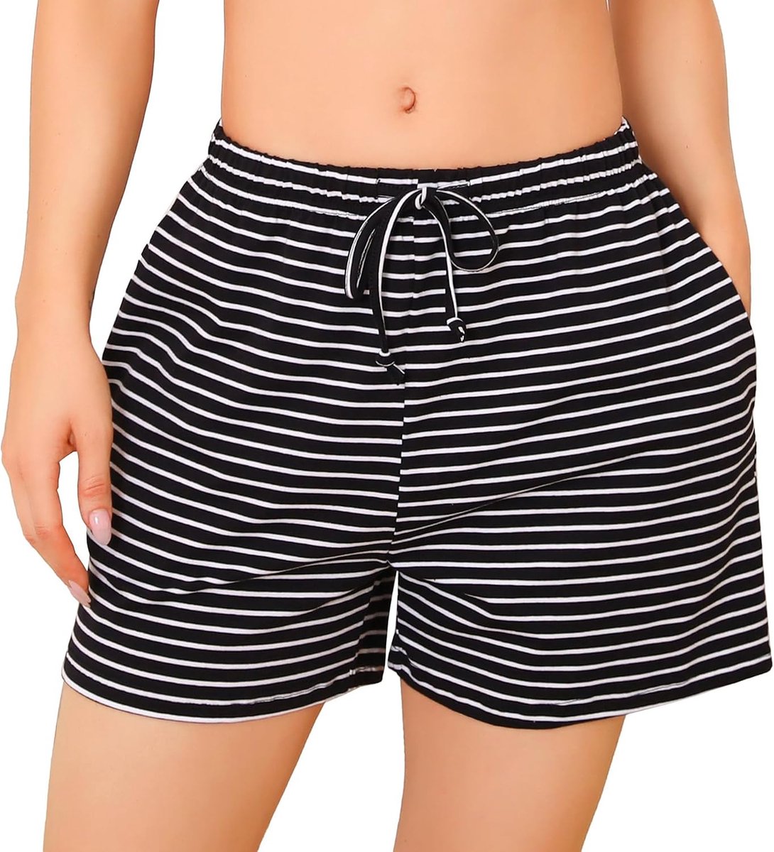 Vrouwen Plaid Katoen Slapen Pajama Shorts Lounge Pocket Koord Bottoms