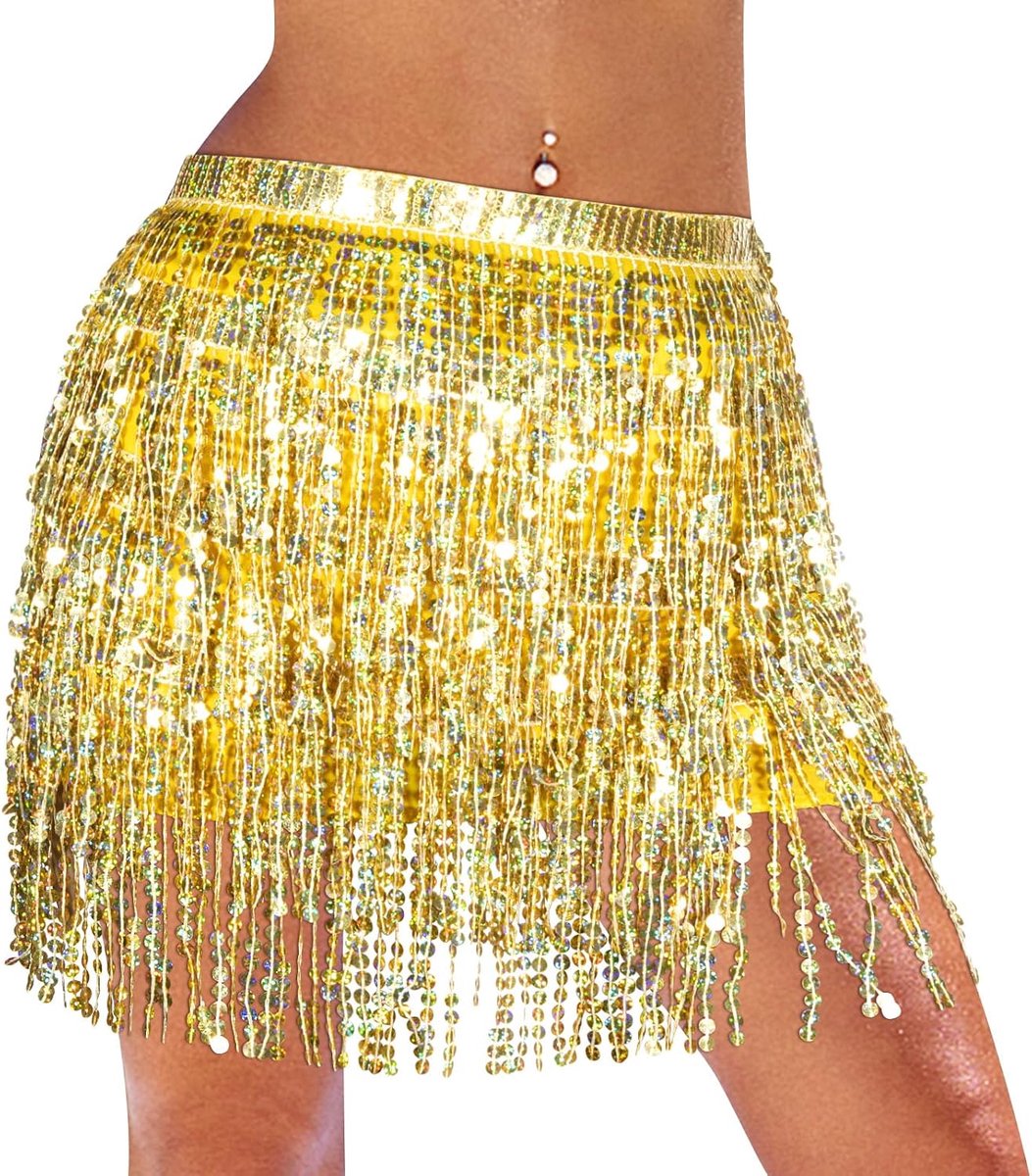 rok voor vrouwen, schattige rok met kwastjes voor buikdansen, glitter-rok voor vrouwen en meisjes, festival dansprestaties