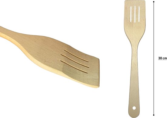 spatel set 30 cm beuken houtschraper pannenlikker braadspatel — afbeelding 2