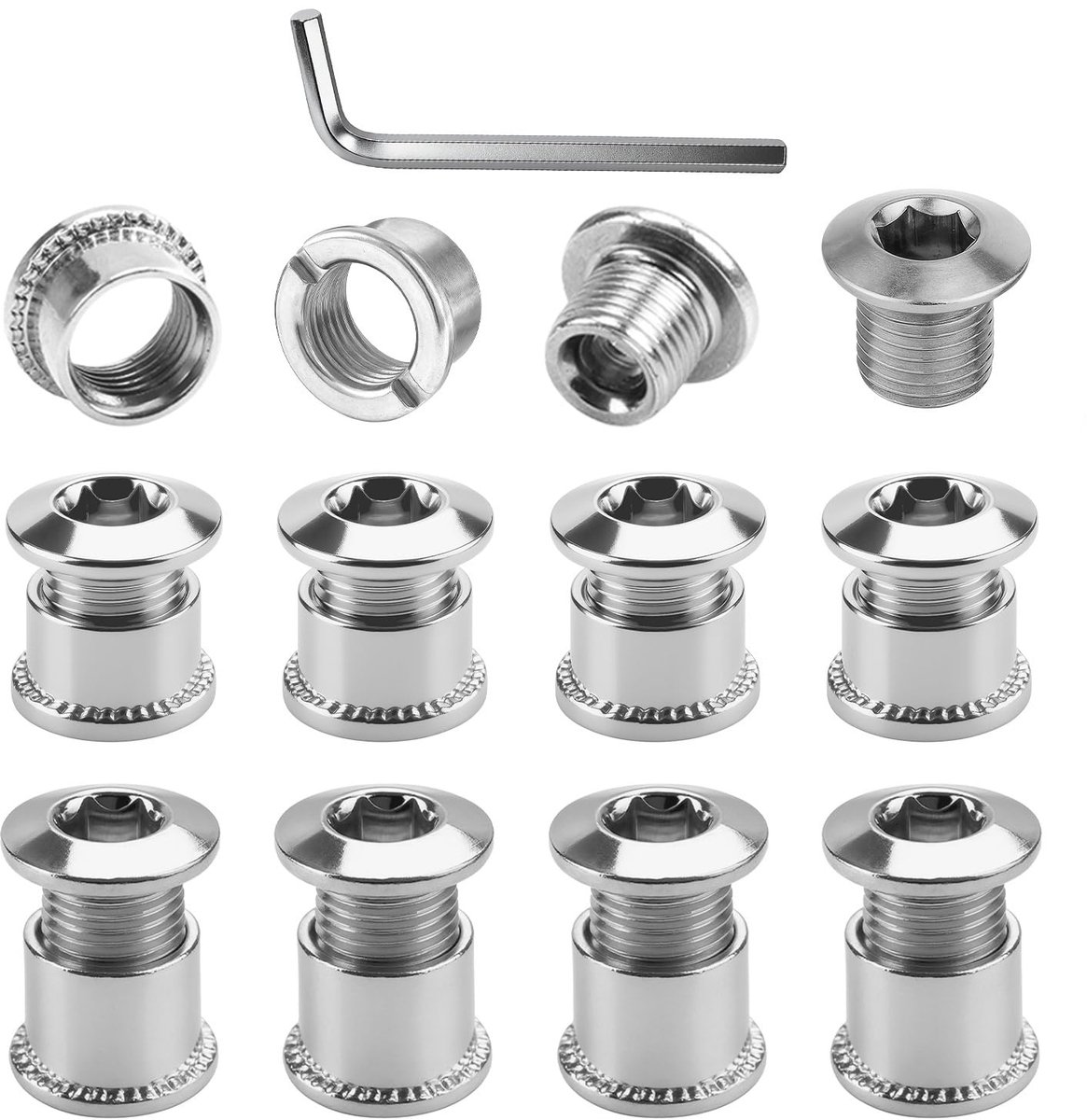Schroeven met binnenzeskant – Fietsschroeven voor kettingblad – Vervangingsonderdelen voor MTB & racefiets – Kettingbladsleutel 10 mm – Kettingblad reparatieset