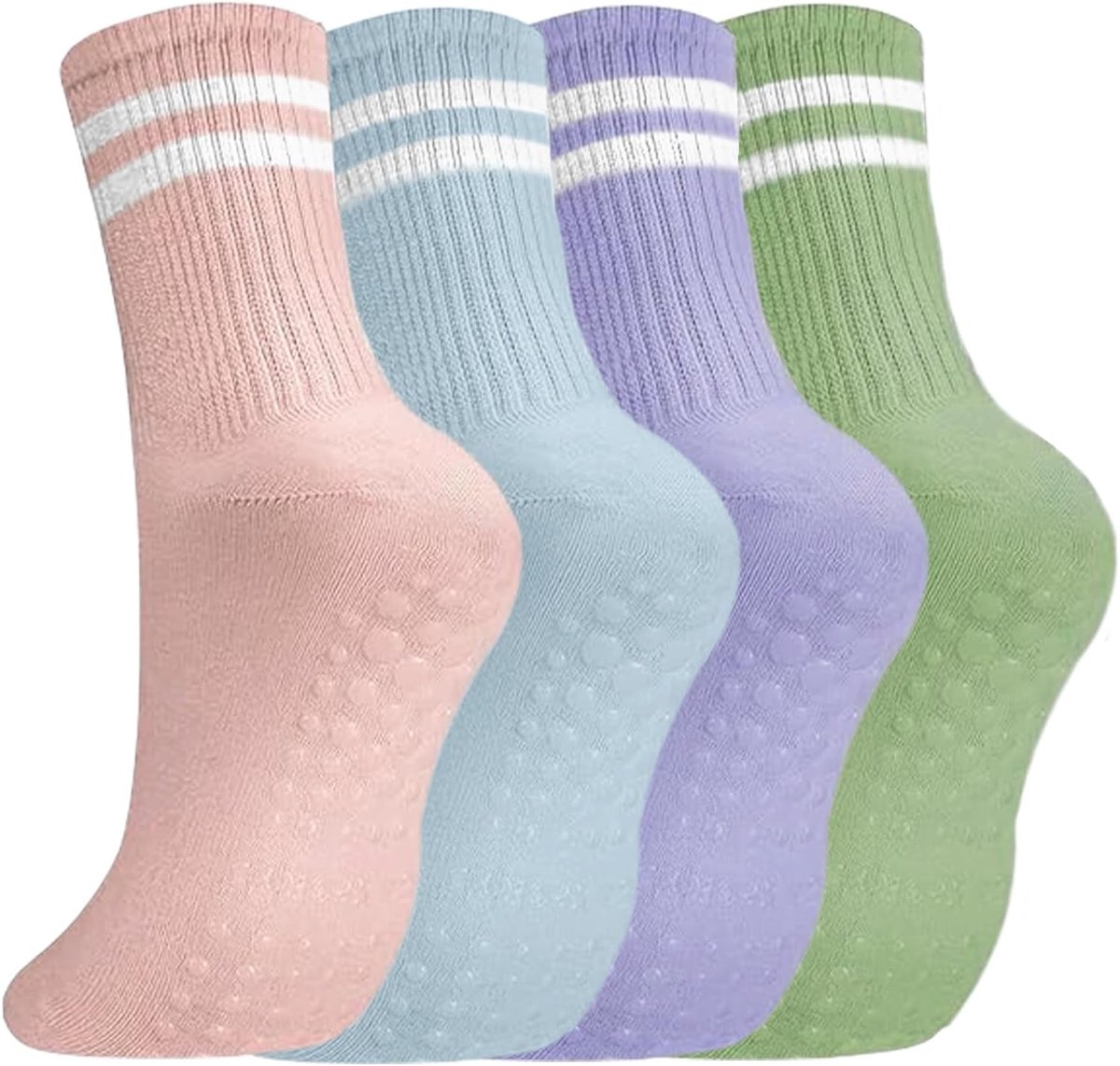 Sokken voor dames, roze + hemelsblauw + groen + paars