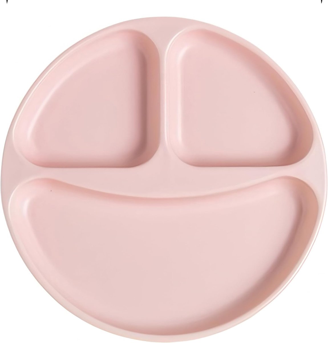 Verdeelde Bord,20,5cm/8,07in ronde roze bord met smiley-ontwerp, geschikt voor kinderen, studenten, fitness- en gewichtsbeheersing,Oven- en magnetronbestendig