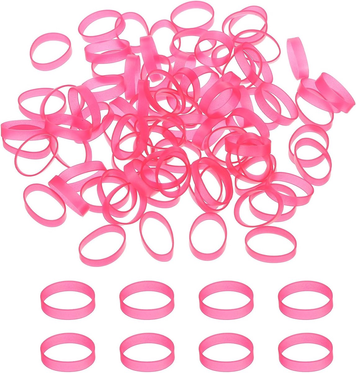 Siliconen elastiekjes kabelbinders 1,1 inch, 200 stuks platte rubberen elastische band voor kantoorbenodigdheden thuis koord verpakking, roze rood