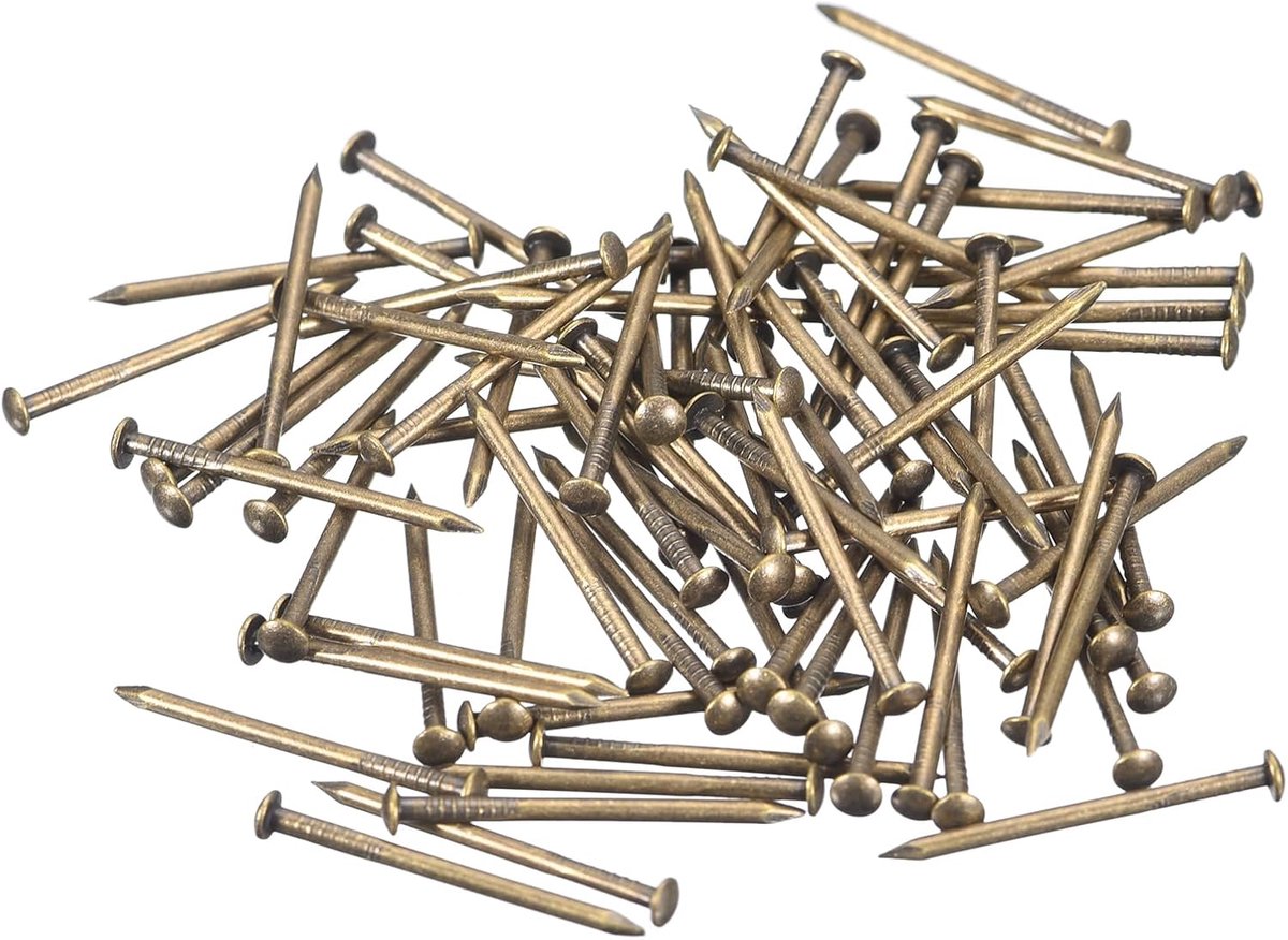 280 stuks kleine kleine spijkers, 1,2 x 20 mm (d x l), kleine messing nagels, hardware, ronde kop, messing, nagel voor hout, doe-het-zelfprojecten, decoratieve dozen, huishouden