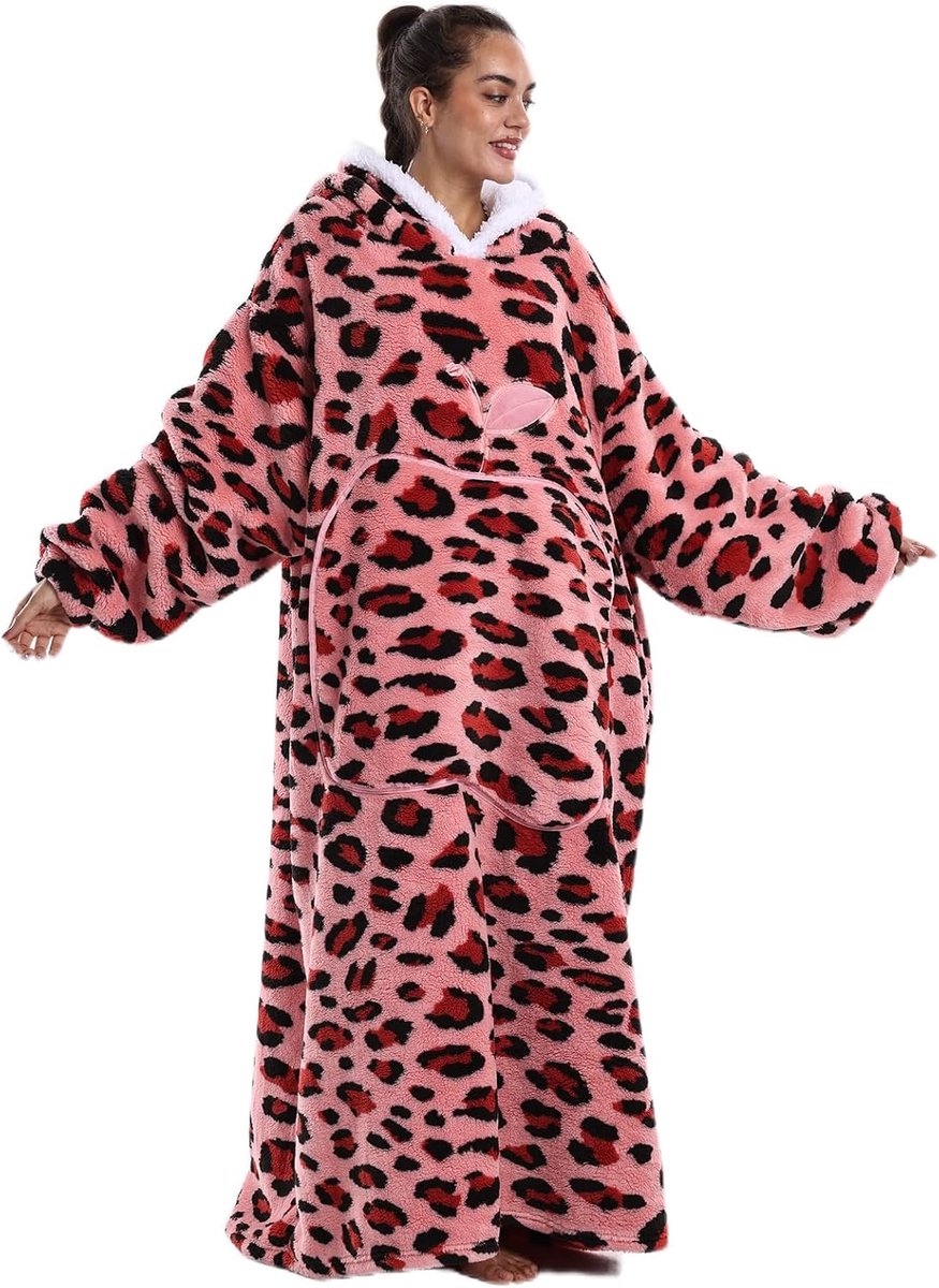 Hoodiedeken met Mouwen - Ultra Zachte Flanellen Deken, Uniseks met Capuchon & Zakken - Voor Thuis, Bank en Bed