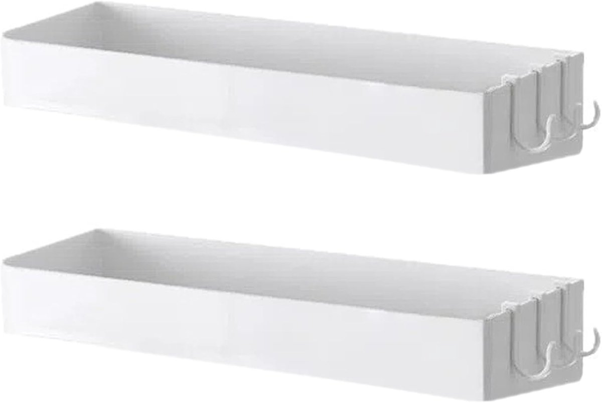 zonder boren, set van 2, doucheplank zonder boren, wit, 40 x 11 x 6 cm, maximale draagkracht 5 kg, wit, geschikt voor badkamer en keuken