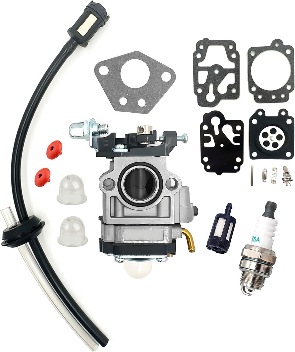 Carburateur voor bosmaaier, 52 cc, 43 cc, 49 cc, met reparatieset, carburateur, kaars en benzinefilter