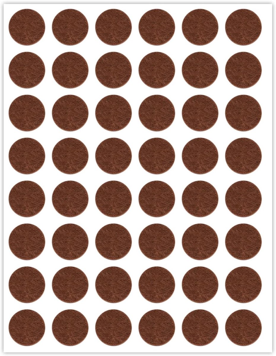 48 Stuks Vilten Kastdeurbumpers, 1,3cm Bruine Vilten Meubelbeschermers Rond Vrij Kastbeschermers Zelfklevend Vilten Pads voor Bed Tafel Stoel Bank Wasmachine Kast