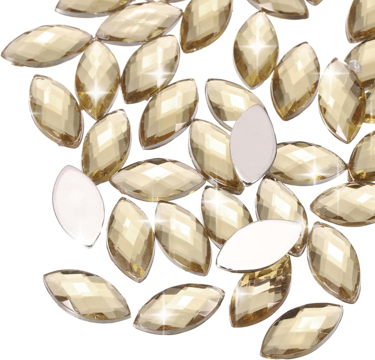 Strassteentjes met platte onderkant, glitterstenen om te knutselen, 6 x 12 mm, marquisevormige acrylkristallen edelstenen voor kleding, schoenen, doe-het-zelfgeschenken, 100 stuks
