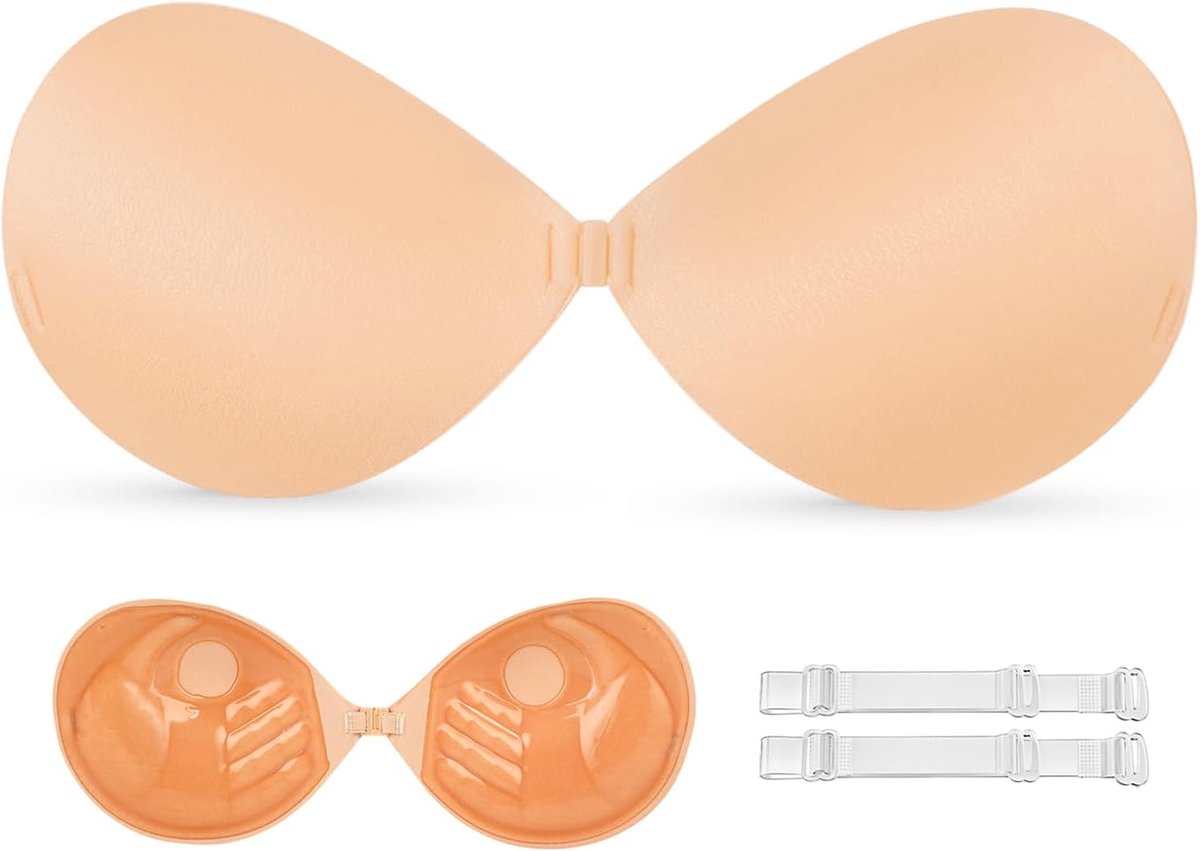 plakbeha, dik gevoerde rugvrije beha voor dames, onzichtbare zelfklevende beha voor bruidsjurk