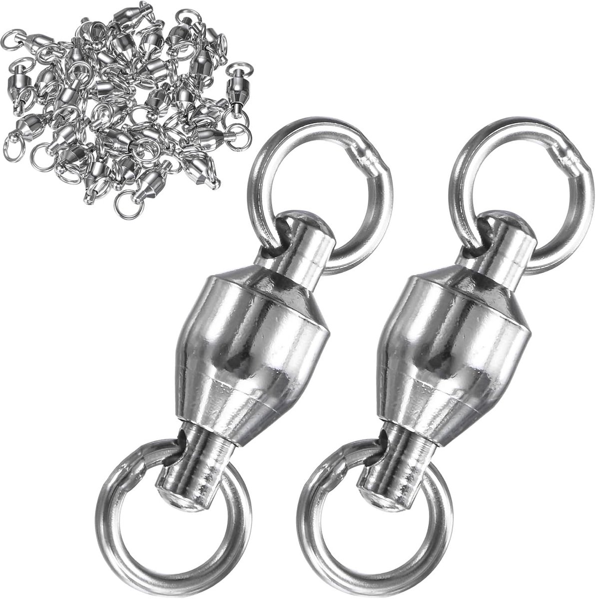 Wartels, 8 # 1,42 inch (36 mm) roestvrij staal lokken leider lijn connector voor vissen/zoutwater/zoetwater, hoge sterkte gelaste ring [zilver]