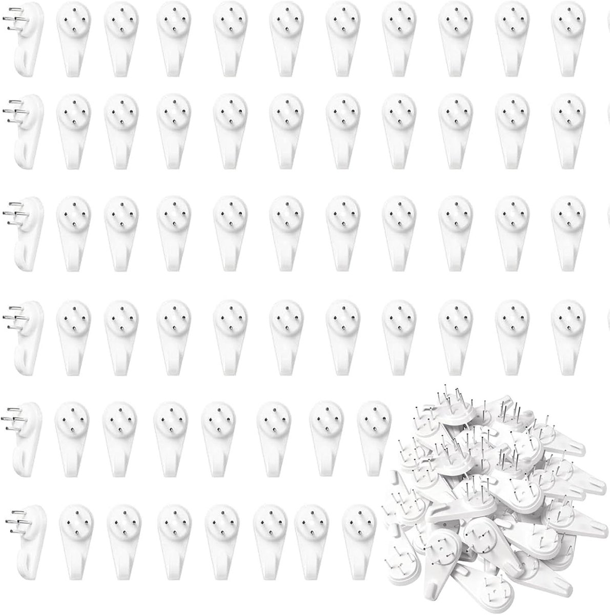 60 stuks spoorloze autohaken voor harde muren, 5 cm wandhaken, autohaken, plastic autohangers voor gipsplaat, fotohaken, geen spijkers, kleine harde muurhaken