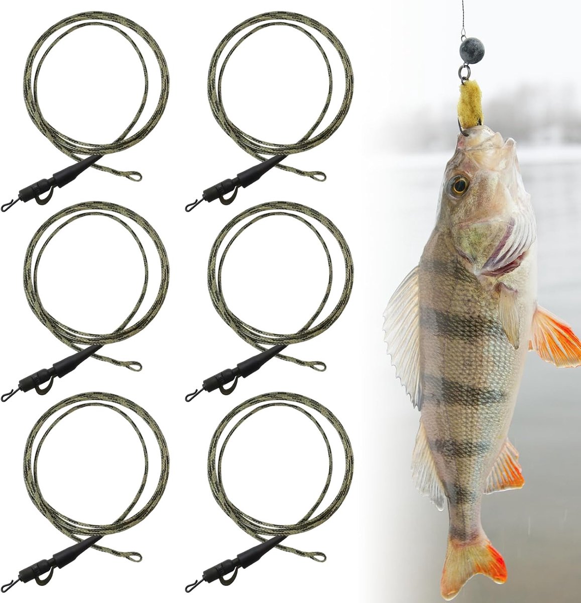 6 stuks Safety Lead Clip 70 cm Lead Clip Leader Karpervoorwaaier Karper Montage Visaccessoires Karpervissen Accessoires Karperrigs voor vissen in de Oceaan Meer Rivier Cadeau voor