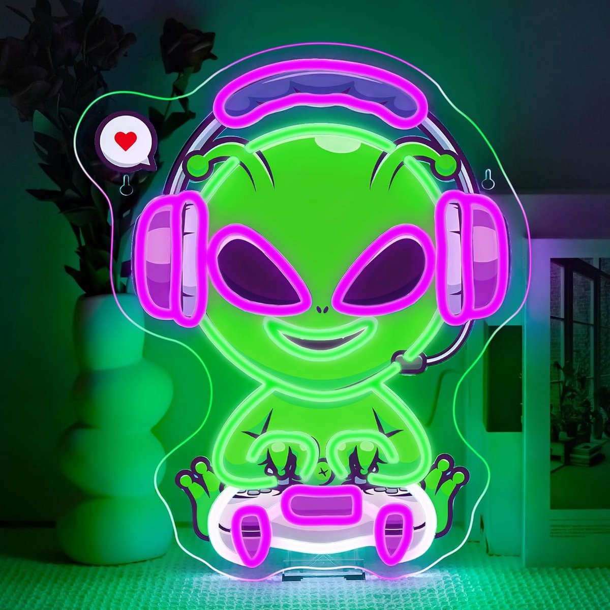 Speelt Game Neon Licht Teken, Alien Neon Teken, Led Tekens Dimbaar voor Muurdecoratie, Licht Tekens Muurdecoratie voor Speelkamer, Speelzone, Man Cave, Familiekamer, Kinderkamer, Cadeau