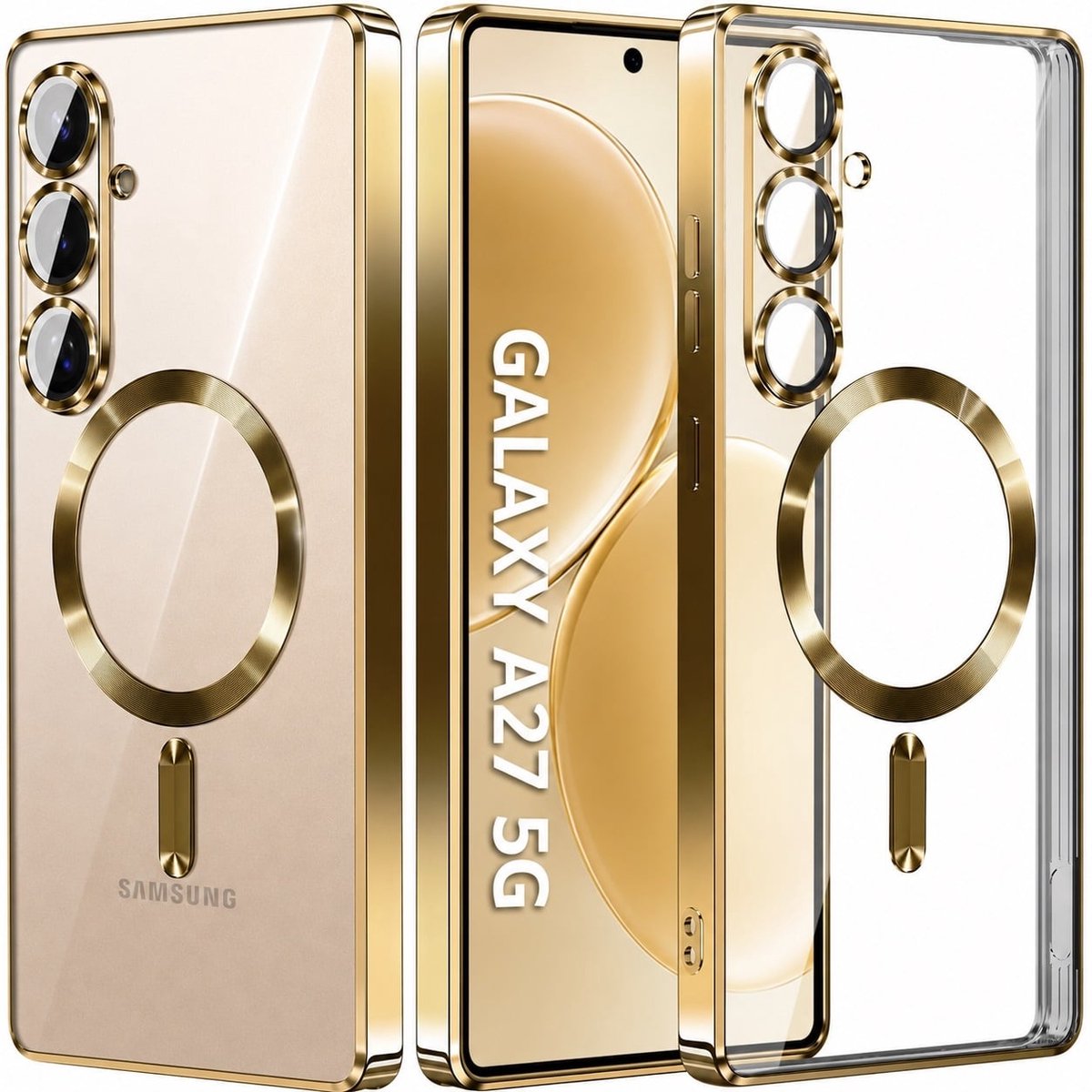 Hoesje Geschikt voor Samsung Galaxy A27 Hoesje Goud - Geschikt voor MagSafe – Siliconen Back Cover – Schokbestendig - Telefoonhoesje – Dunne Beschermhoes