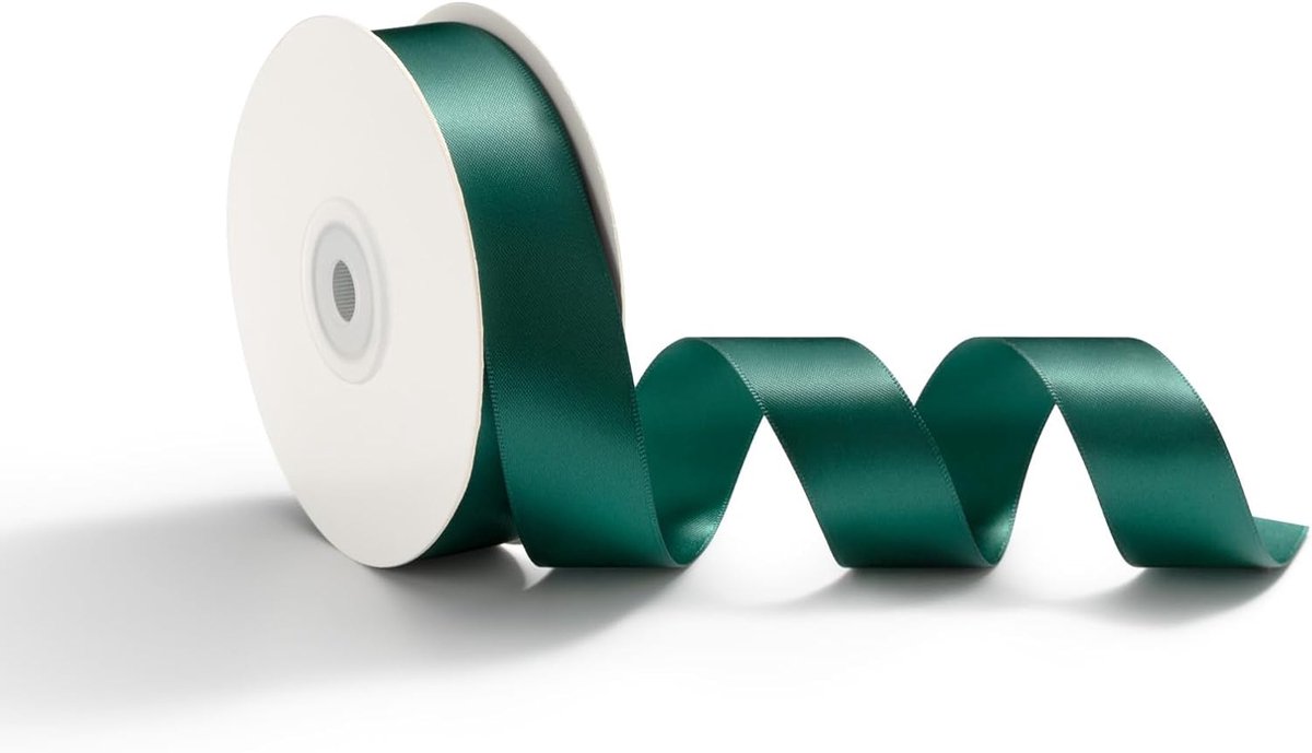 25mm x 23m satijnen lint, cadeaulint, striklint, decoratief lint voor bruiloften, cadeauverpakking, knutsellinten, dennengroen