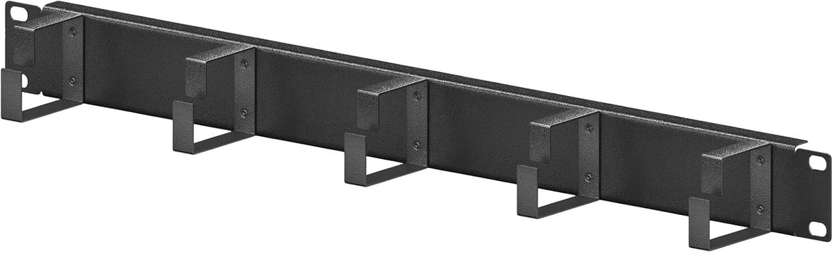 hb-digital 19 inch kabelgeleidingspaneel, 1HE rangeerpaneel met 3 stalen geleidingsbeugels, gestructureerd kabelmanagement in serverkasten, netwerkkast, eenvoudige installatie, poedercoating, zwart