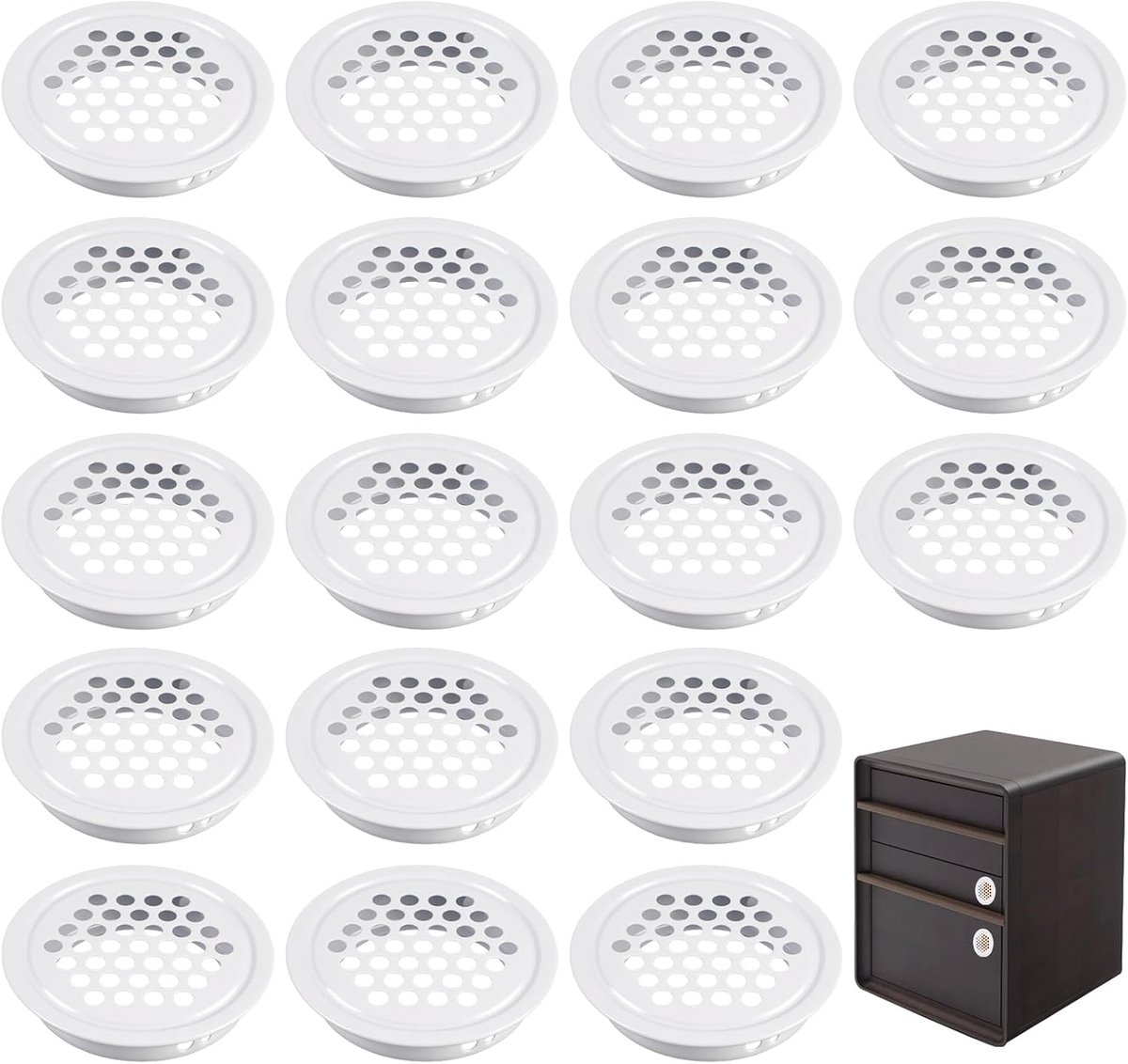 Ventilatierooster van Roestvrij Staal, Ventilatierooster Hoezen Cirkel | 35mm Circulaire Witte Air Vent Gat Ventilatie Mesh Cover, voor Keuken, Badkamer, Kast, Boekenplank en Kledingkast