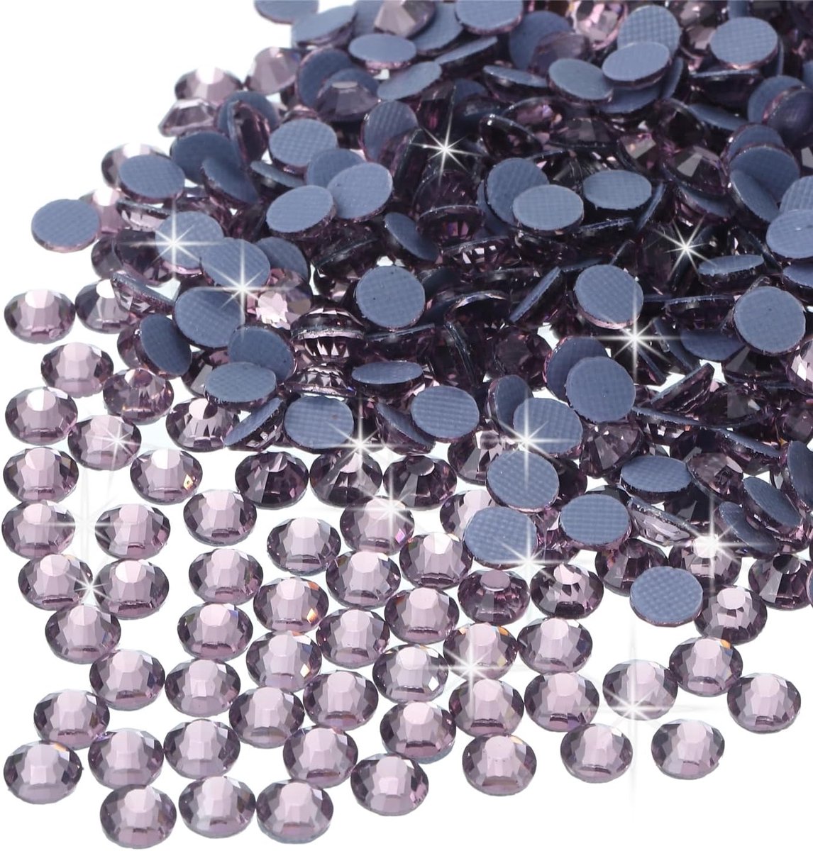 Hotfix strass-steentjes van glas voor knutselwerk, doe-het-zelf decoratie (SS12, 3,2 mm, lichtpaars)
