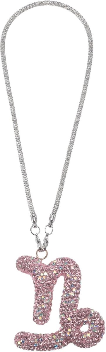 1 Stuks Metalen Faux Rijnsteen Steenbok Faux Diamant Achteruitkijkspiegel Hanger Accessoires Auto Hangende Ornament Roze