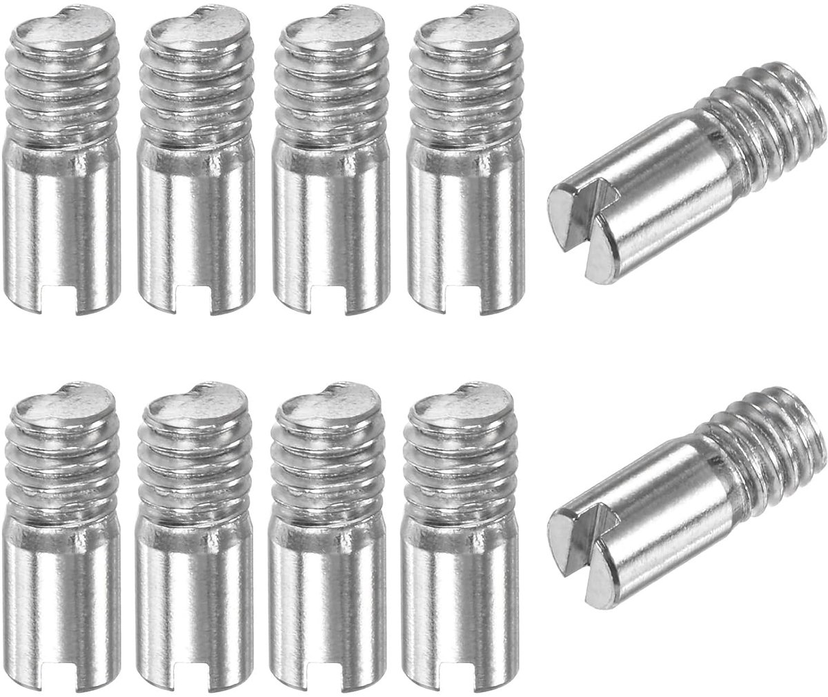 METERXITY Set van 10 cilindrische sleufpluggen M4 x 10 mm, roestvrij staal 304, parallelle pluggen voor metalen apparaten/houten projecten [zilver]