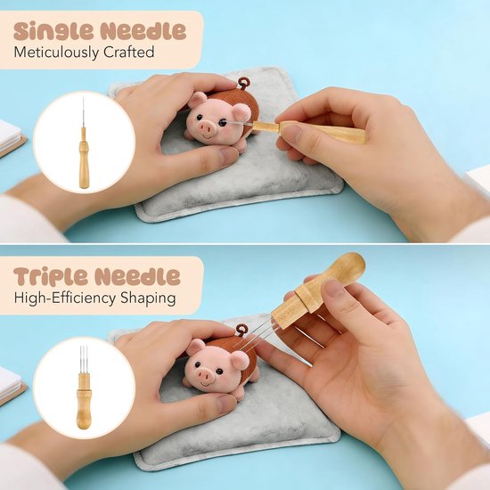 onderlegger voor naaldvilten, viltmatten met 3 viltnaalden, herbruikbare naaldviltpad, vilten starterset voor wolhandwerk en handgemaakte doe-het-zelfprojecten — afbeelding 3