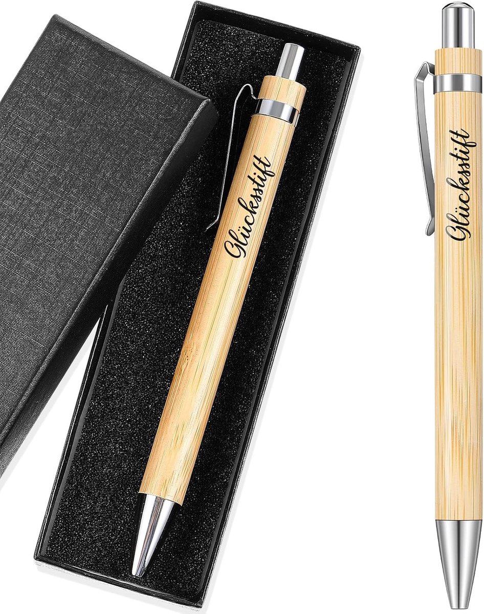 Bedankje Cadeaus Houten balpen met spreuk, citaten, drukbalpen met geschenkdoos, geluksstift voor collega's, leraren, gasten (geluksstift)