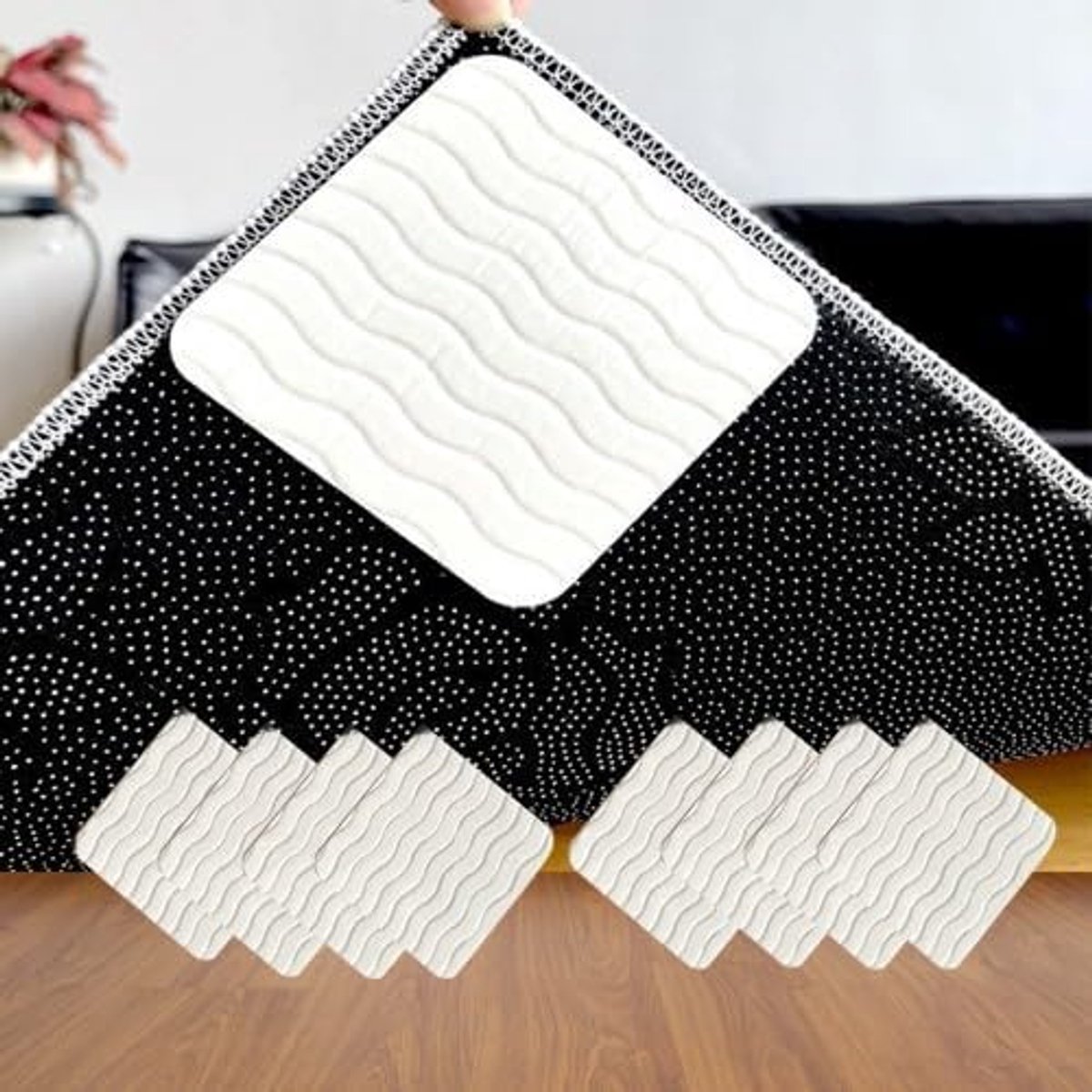 8 stuks antislipmatten, leeg, wasbaar, antislip, herbruikbaar, antislip, tapijtklemmen, 10 x 10 cm