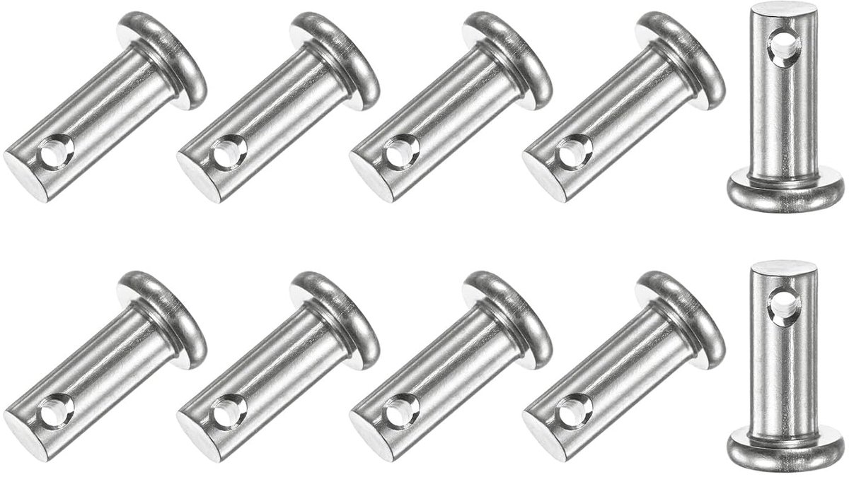 METERXITY 10 stuks vorkpennen met één gat, M6 x 16 mm met platte kop van roestvrij staal 304, vaste onderdelen, bootaccessoires, scharnierpennen
