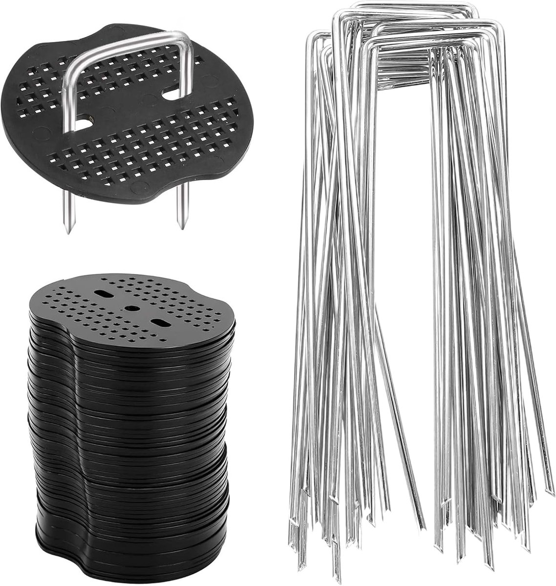Haringen 50 x 15 cm - Onkruiddoek met sluitringen - Grondankers U-vorm van staal - Sterke grip in de tuin - SnelShoppen