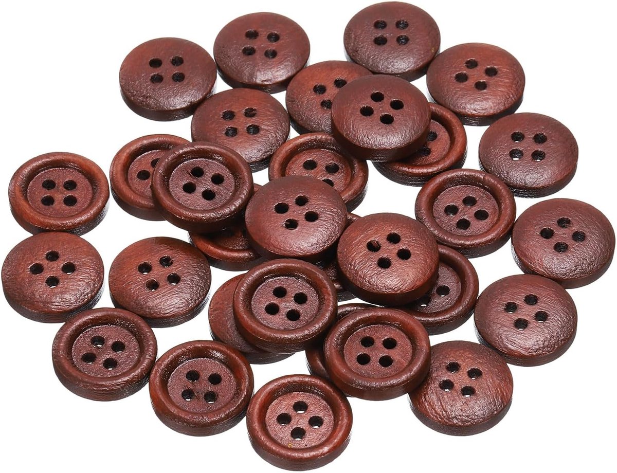 Knopen 5/8" (15mm) 4 gaten ronde knopen van hout vervanging voor kleding doe-het-zelf handwerk decoratie, rood bruin