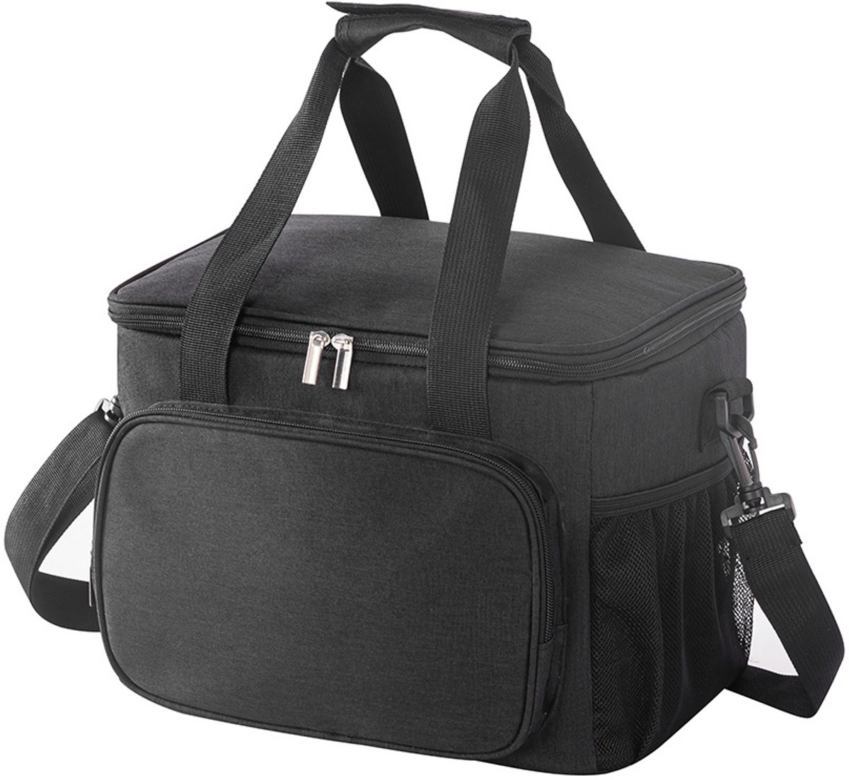 Draagbare geïsoleerde koeltas – unisex geïsoleerde opvouwbare lunchtas – waterdichte geïsoleerde schoudertas, geschikt voor eten, bier, werk, strand en reizen – zwart, 15 liter