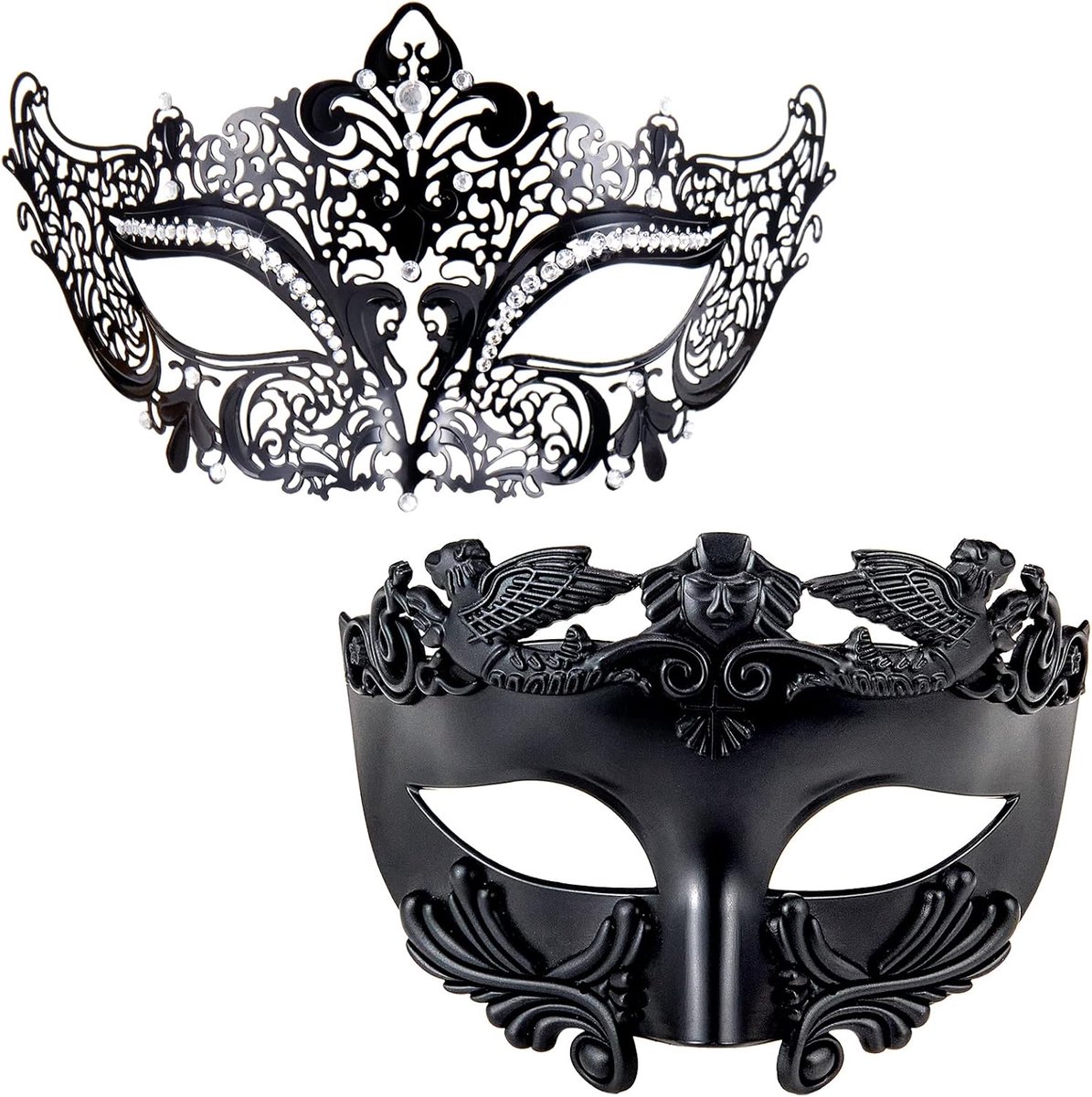 Maskerade masker voor paar - Romeinse Griekse man masker & Venetiaanse metalen vrouwen masker voor mascarade bal Mardi Gras Halloween