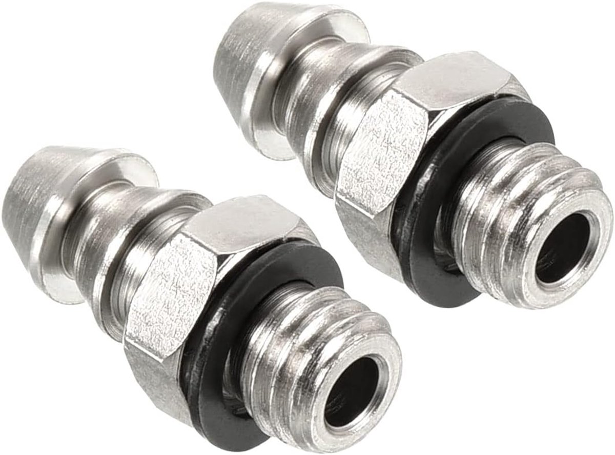 Slangweerhaak Montage Recht 5mm Prikkeldraad M5x0.8 Buitendraad, 2 Pack Gegalvaniseerde Koperen Mini Pijp Connector, Zilver