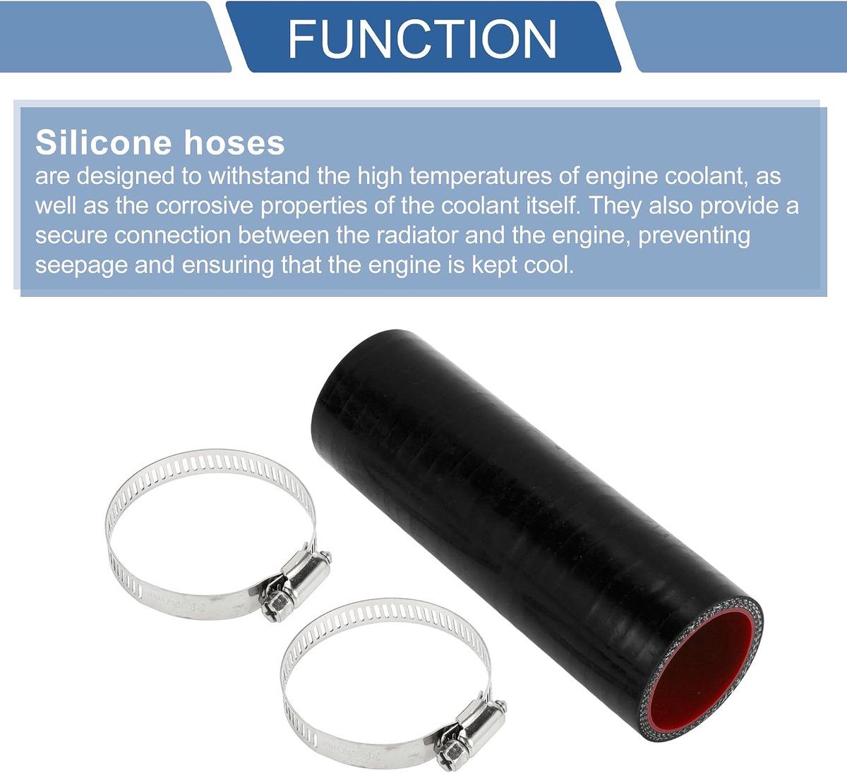 ABSOPRO 1 set siliconen slang zwart rood auto 40 mm/1,57 inch ID 150 mm/5,91 inch lengte 0 graden met klemmen universele koelslang