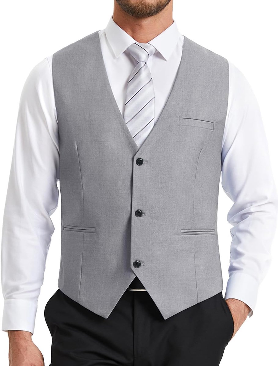Herenvesten formele klassieke V-hals effen kleur vesten voor mannen bruiloft feest zakelijke katoenen pak vest met zakken XS-4XL