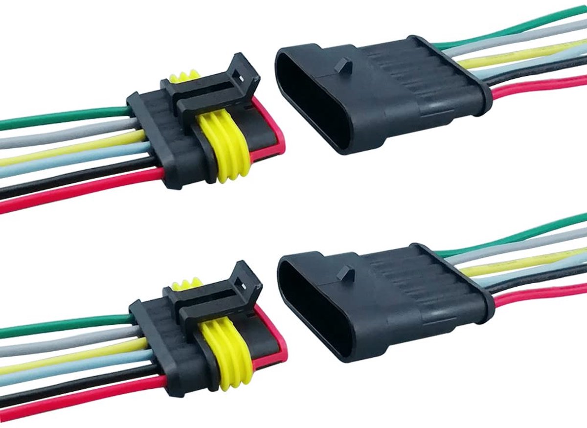 2 Set 6 Pin Waterdichte Auto Elektrische Connectoren, Verzegelde Waterdichte Elektrische Connector Stekke Socket Kit met 16 AWG Voorbedraad, voor Auto Vrachtwagen Boot