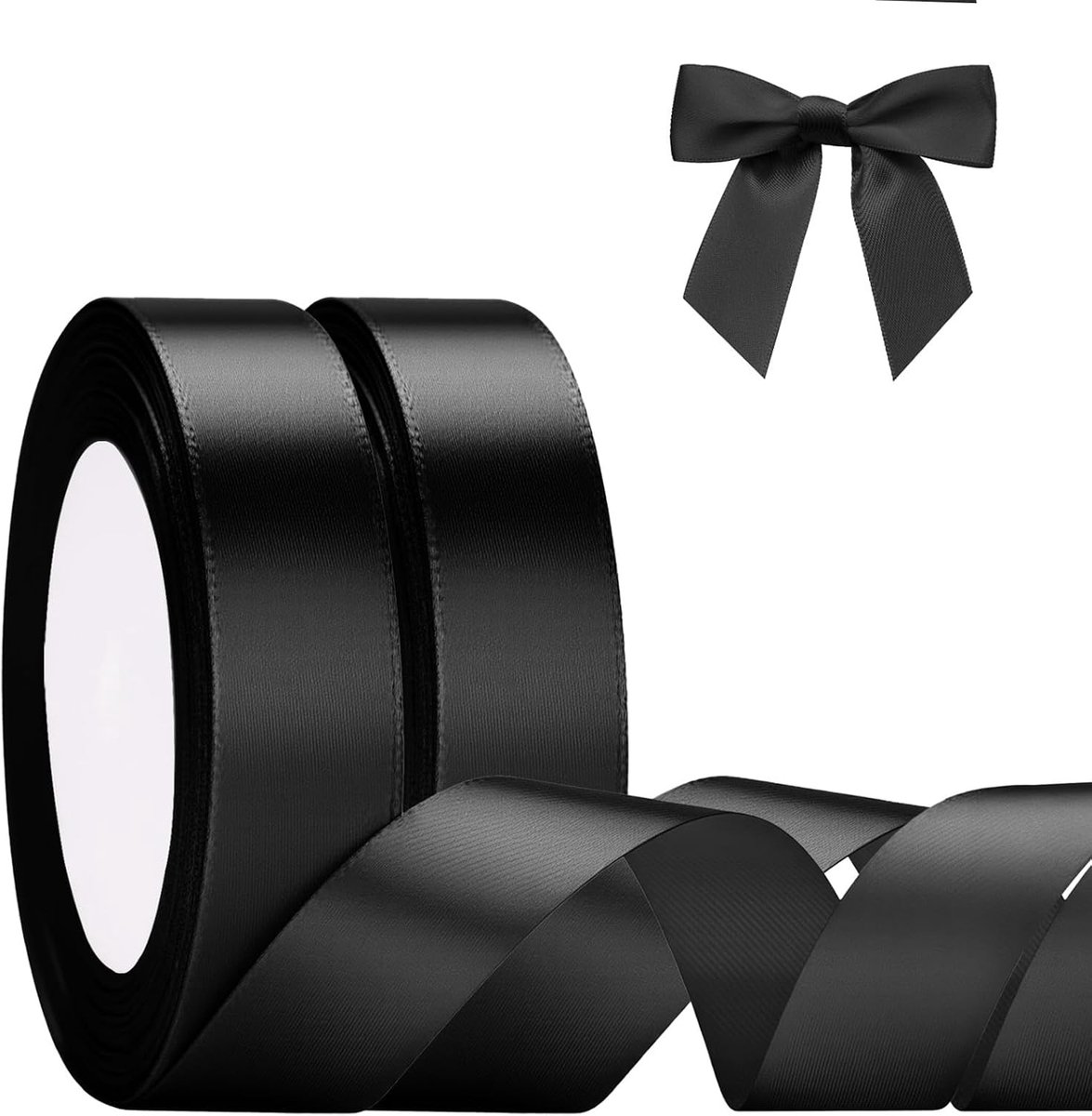20 mm zwart satijnen lint voor geschenkverpakking, 44 m polyester ballonlint stof, dik lint voor knutselen, Kerstmis, Valentijnsdag, boeketten, taart, haarstrik, bruiloftsfeestdecoratie