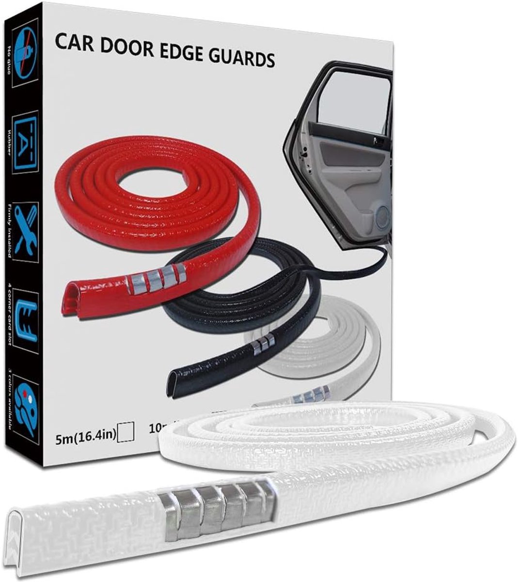 Deur Rand Guards, 16.4FT 5M U Vorm Moulding Rubber Rand Trim Auto Deur Protector Guard Witte Kleur