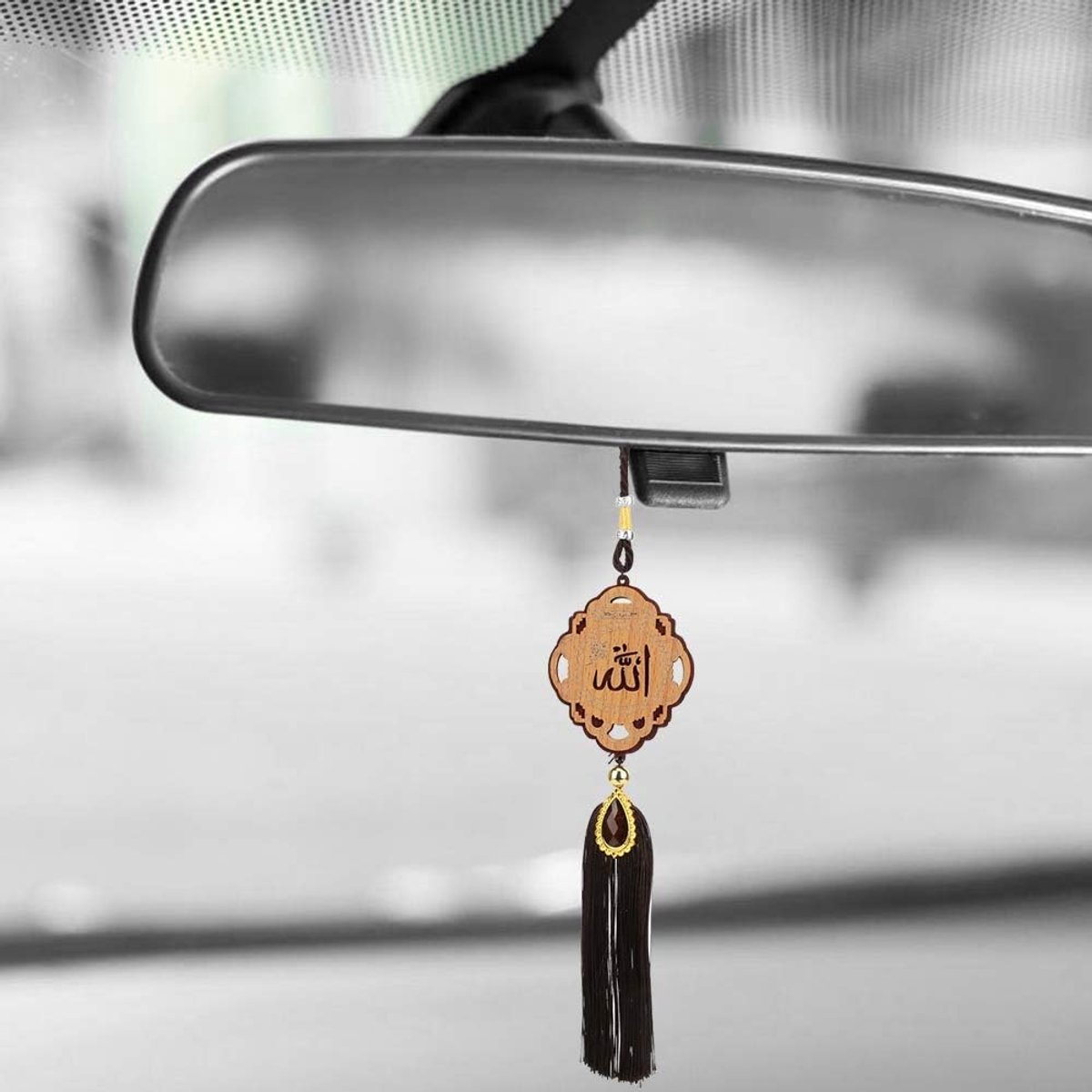 Auto Opknoping Ornamenten, Hout Islamitische Auto Achteruitkijkspiegel Decoratie met Kwastje(140213)