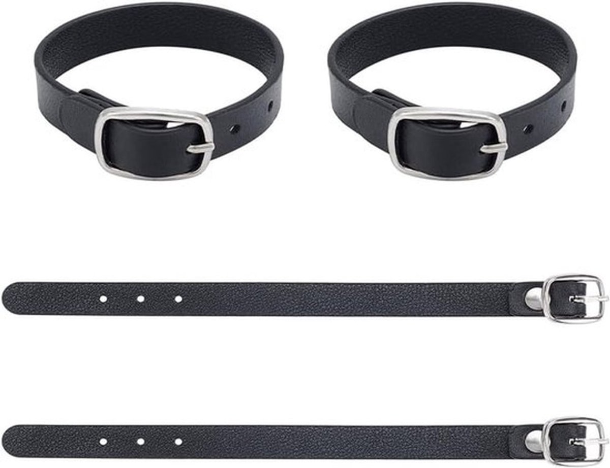 4 Stuks Zwarte Kilt Verlenging Gespen - 19 x 1.8 cm Faux Leer Luggage Straps voor Slimme Kilts en Herenmode