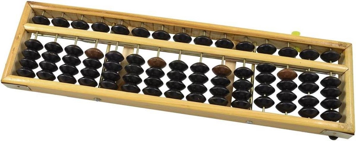 Houten Abacus - Telraam Soroban - Rekenen Leren - 15 Metalen Staven - 33.3 cm - Houtkleur Zwart Bruin