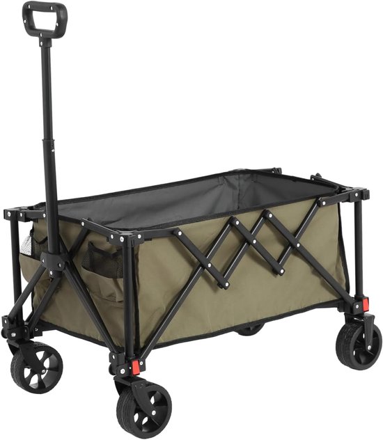 Bolderkar Inklapbaar - Tuinwagen Handwagen - Outdoor Transport - Robuust Stalen Frame - 80 Liter Capaciteit - Groen van Bolderkar — afbeelding 3