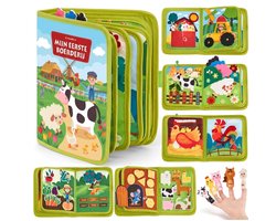 Homeblend Livre bruissant Ferme - Jouet sensoriel - Montessori - À partir de 1 an - Motricité fine - Jouet de voyage - 20 activités - Jouet animaux - Jouet néerlandais - Jouet 1 2 3 4 ans