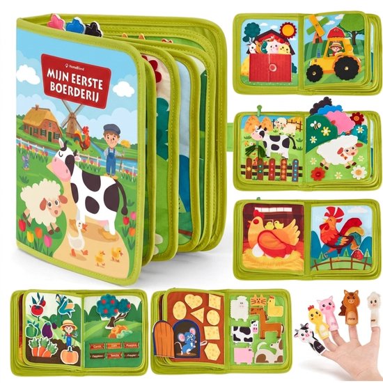 Homeblend Boerderij Knisperboekje - Sensorisch Speelgoed - Montessori - Vanaf 1 Jaar - Fijne Motoriek - Reisspeelgoed - 20 Activiteiten - Dierenspeelgoed - Nederlands Speelgoed - Speelgoed 1 2 3 4 jaar